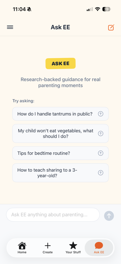 Ask EE guidance screen